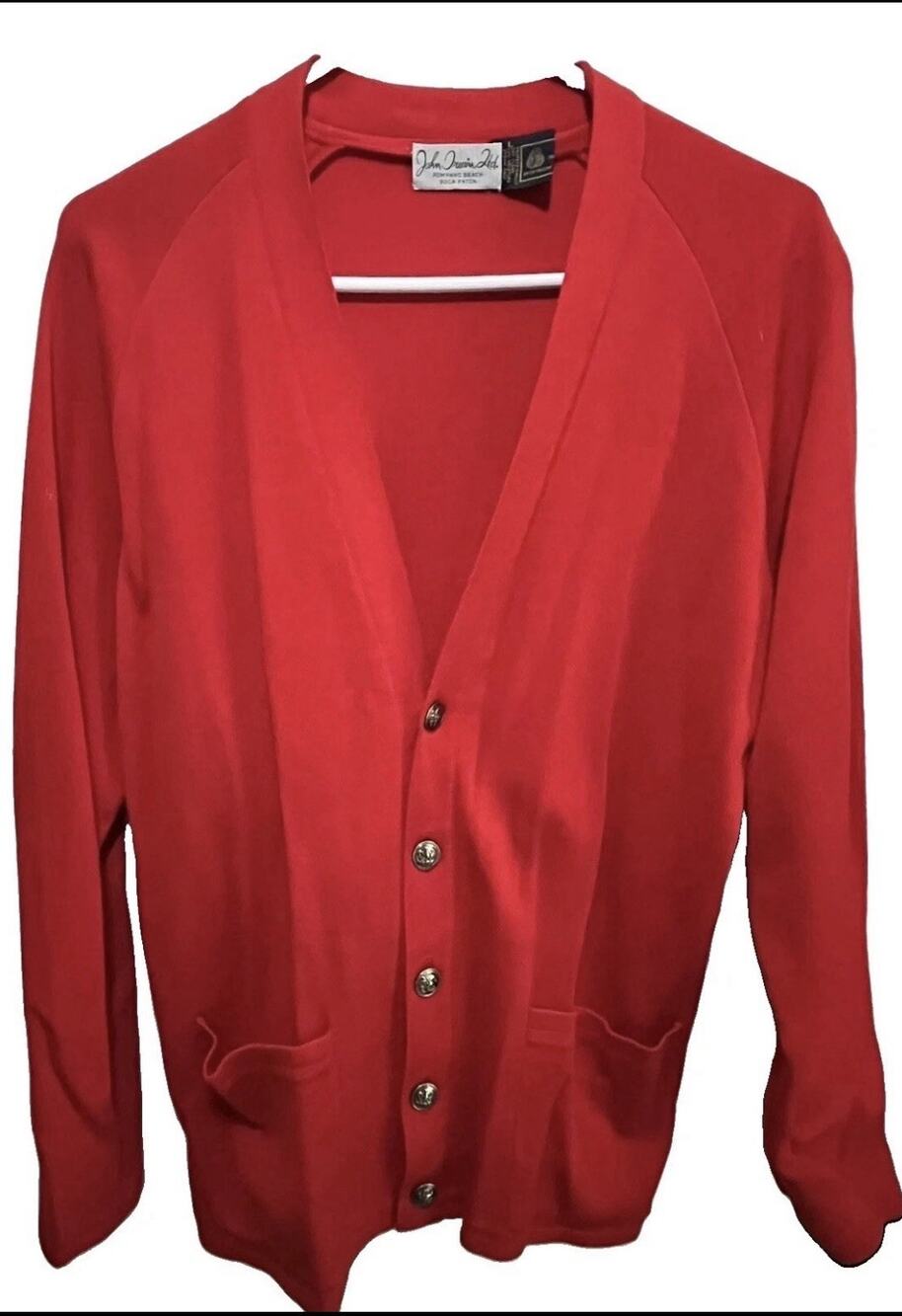Vintage John Irwin Ltd Red Wool Cardigan Sweater Women’s Size L Button Up